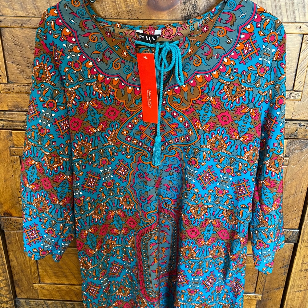 Print boho dress beach swim cover up
